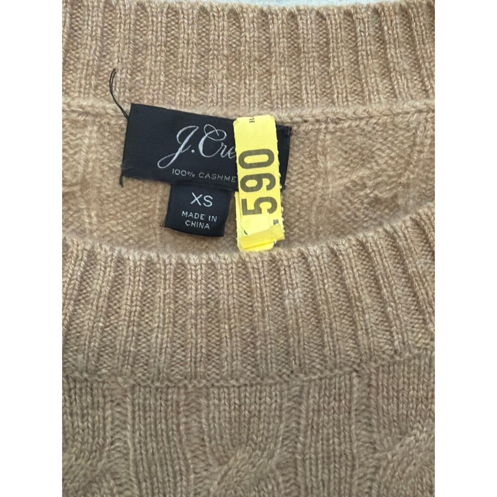 J. Crew Women’s 100% Cashmere Cable Knit Camel Pullover Sweater Size XS - Picture 3 of 7
